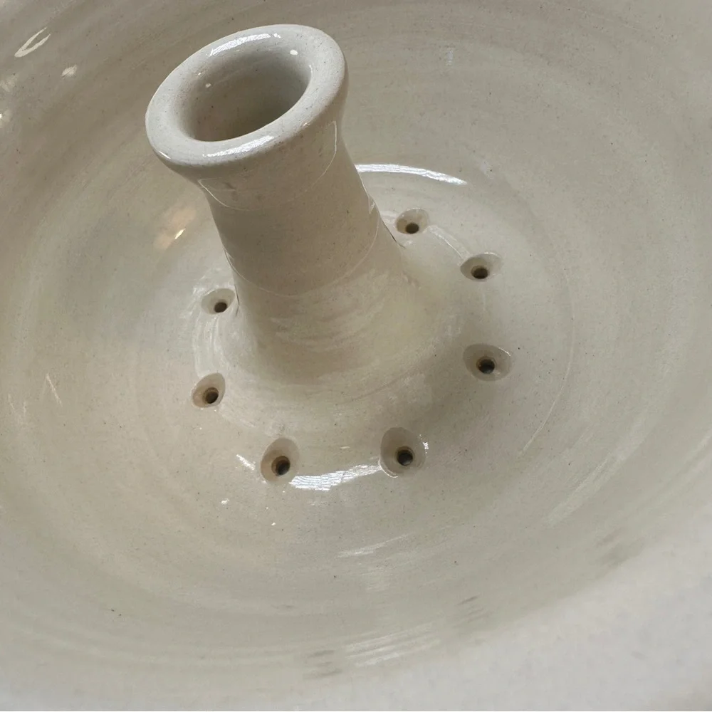 VTG Pottery Funnel‎ Steamer Pot Bundt Cake Stoneware Lid Handmade Yunnan Rice